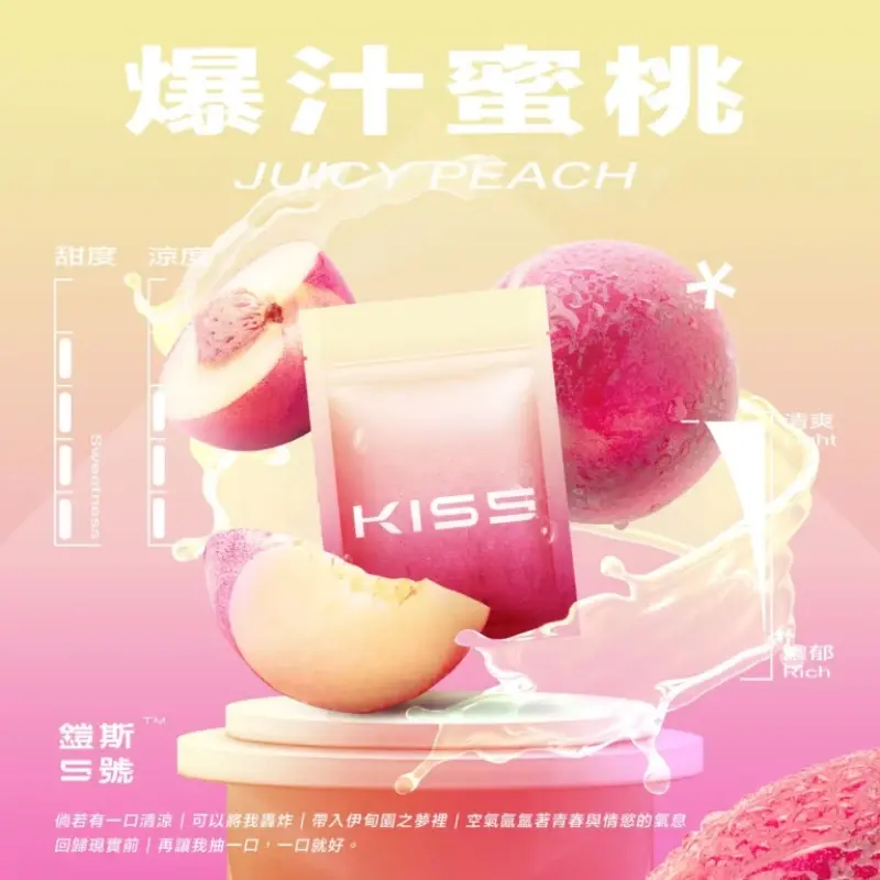 KISS-鎧斯5號一代煙彈-爆汁蜜桃webp - ilia 電子煙商城|台灣主機煙彈專賣